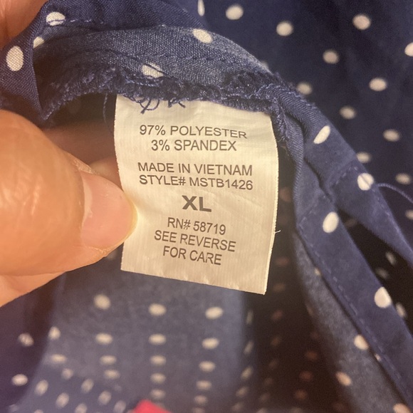 XL Notations Navy and Whiteye button up blouse - Picture 3 of 4